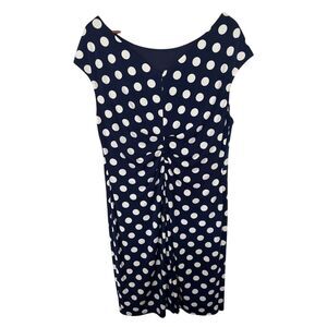 Eliza J Navy Blue White Polka Dot Knee Length Dress Size 16W Plus Sized‎